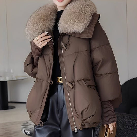 EB | moderne Windjacke mit Daunen und Pelzkragen für Damen