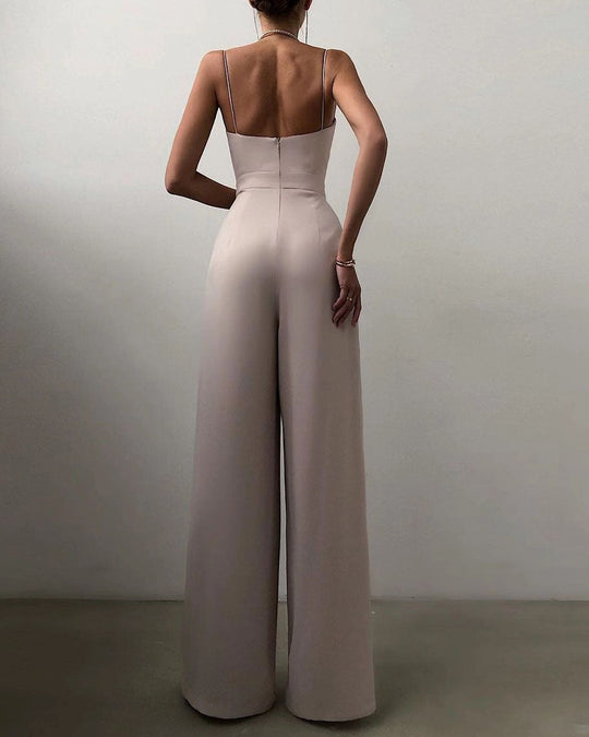EB | Damen Eleganter Fließender Jumpsuit mit Spaghettibändern für Festliche Anlässe