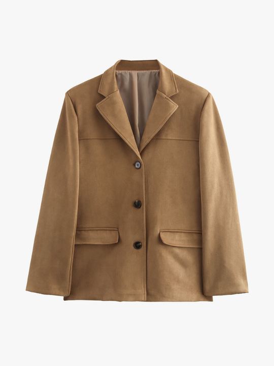 EB | Klassischer Blazer Aus Wildlederimitat in Braun
