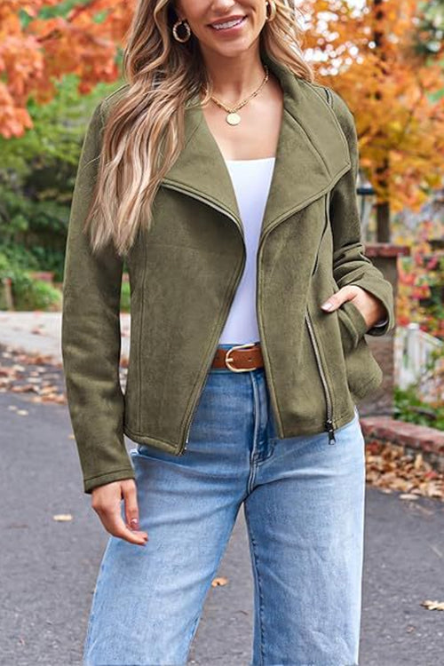 EB | Up Pocketed Faux Suede Motorradjacke (in 7 Farben)