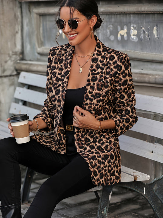EB | Eleganter Business Langblazer mit Leopardenmuster für alle Jahreszeiten