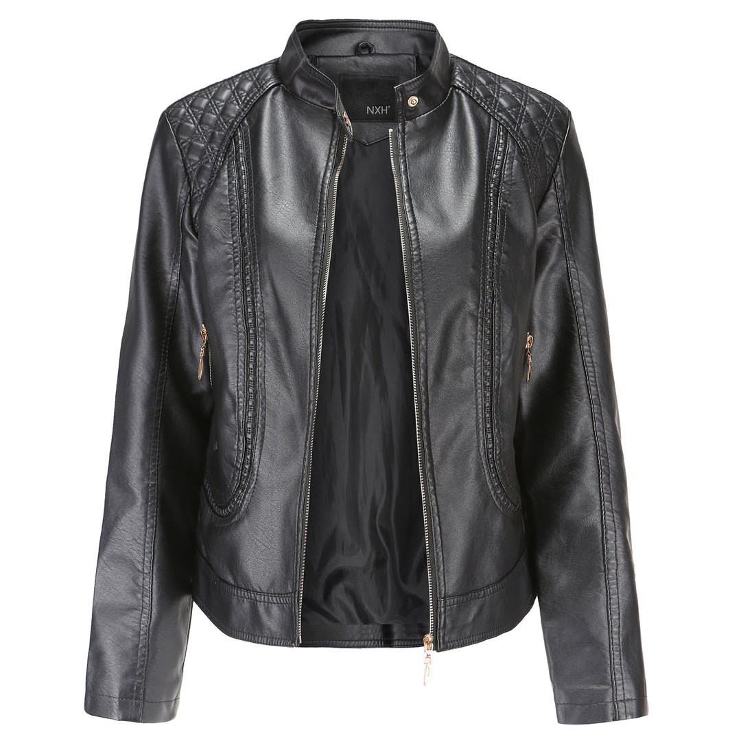 Damen Kunstlederjacke mit modischen Steppdetails EB
