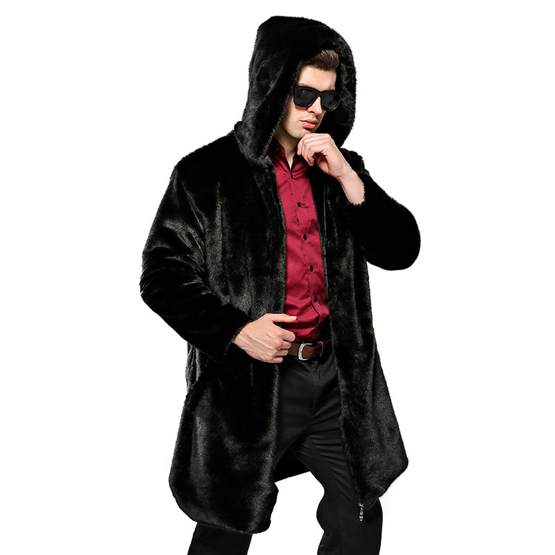 Herren Luxuriöses Kunstpelz-Cape mit voluminösem Kragen und vielseitigem Schnitt EB