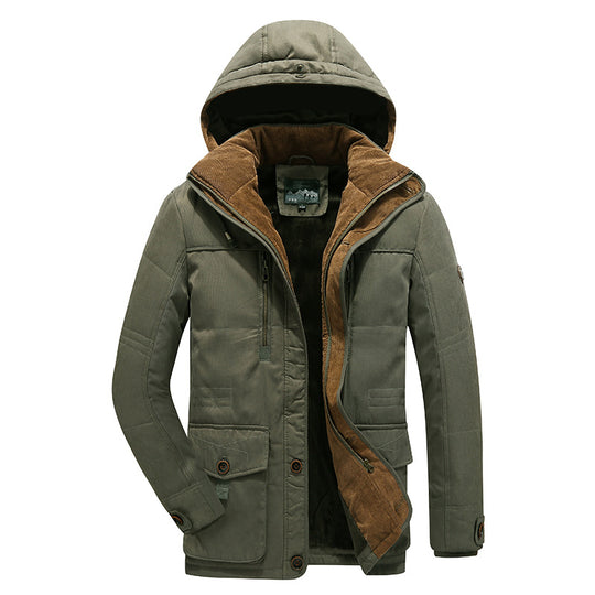 Herren Wasserabweisende gefütterte Parka mit Kapuze Thermofutter und Mehreren Taschen EB