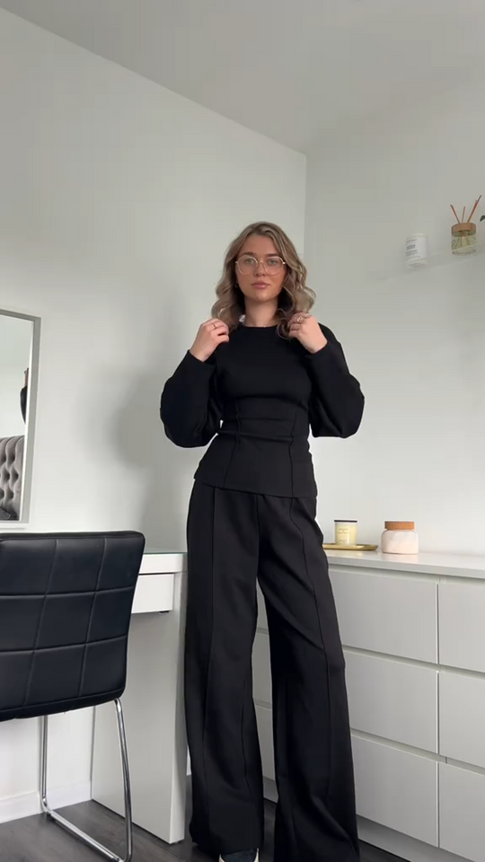EB | Bequemes Damen Pullover Satz mit Weiten Hosen