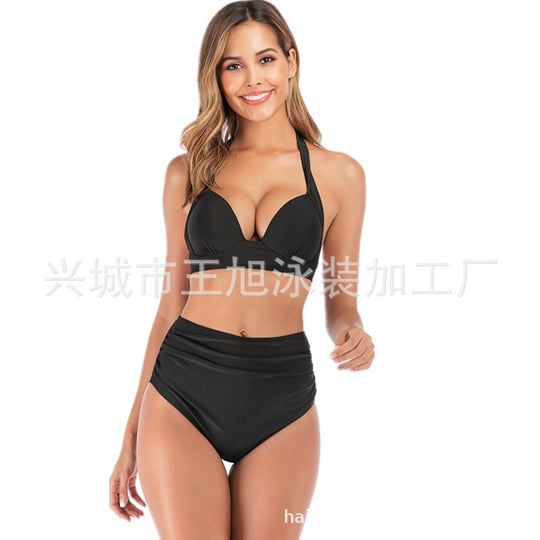 Damen Bandeau-Bikini mit stilvollen Streifen und verstellbaren Trägern EB