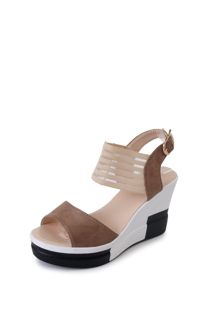 Damen Wedge-Sandaletten mit elastischem Riemendesign und gepolsterter Innensohle EB