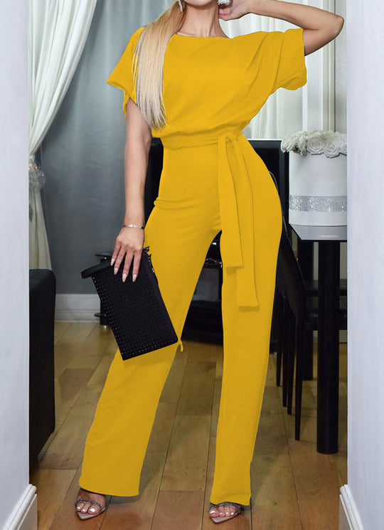 Damen lässiger Zweiteiler mit elegantem Taillengürtel EB