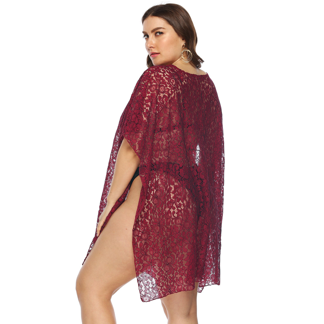 Damen lässiger Häkel-Strandüberwurf mit floralem Design EB