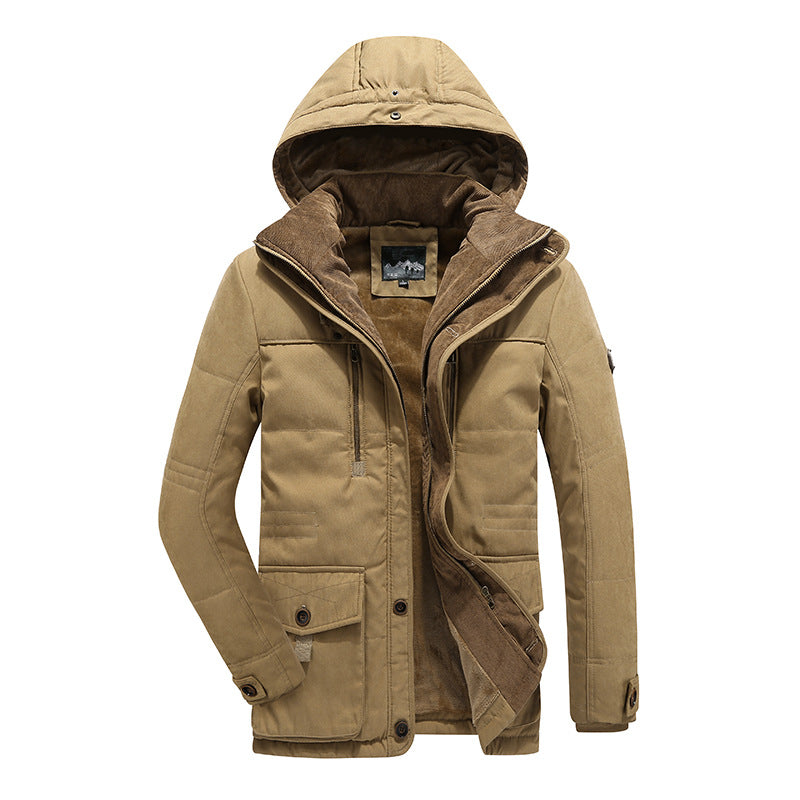 Herren Wasserabweisende gefütterte Parka mit Kapuze Thermofutter und Mehreren Taschen EB