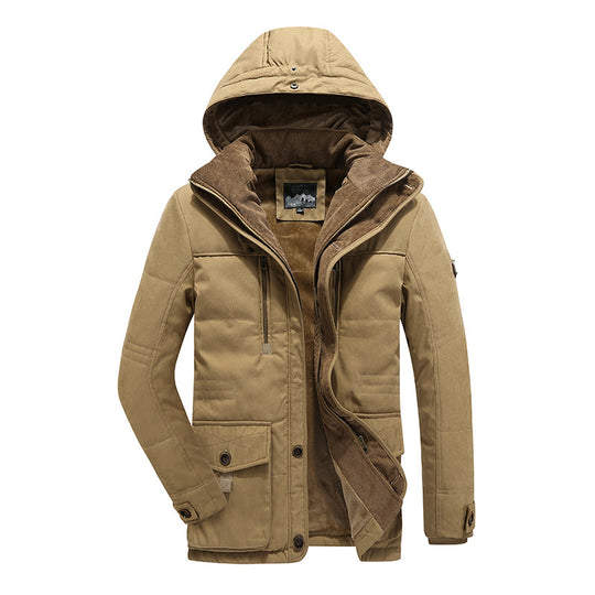 Herren Wasserabweisende gefütterte Parka mit Kapuze Thermofutter und Mehreren Taschen EB