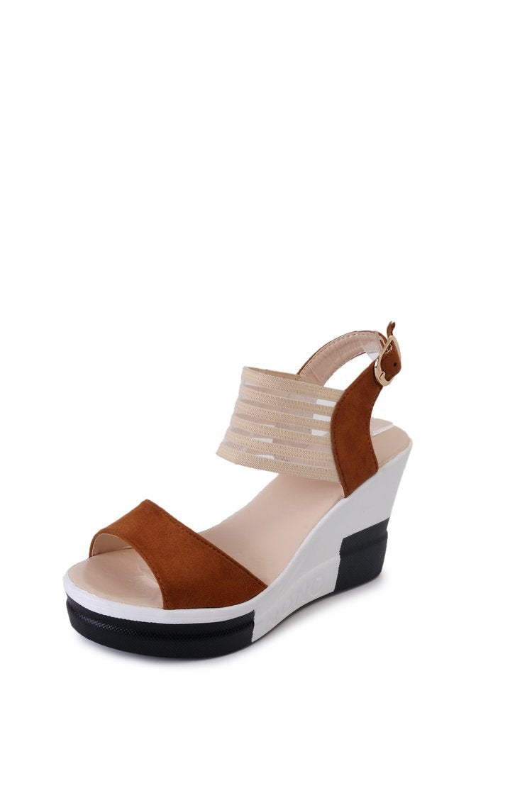 Damen Wedge-Sandaletten mit elastischem Riemendesign und gepolsterter Innensohle EB