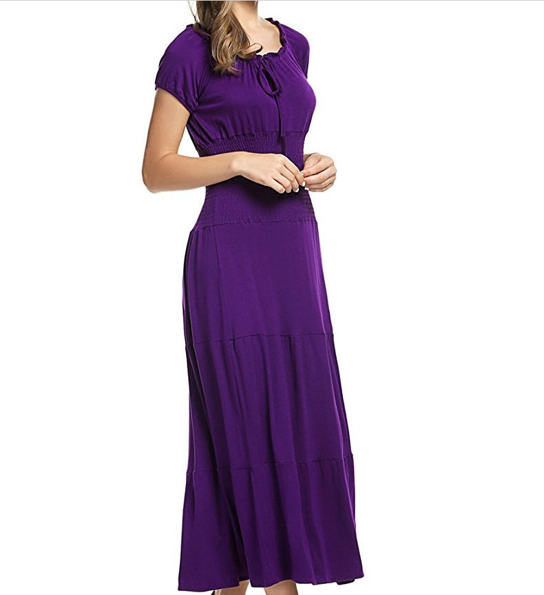 Damen Maxikleid mit verstellbarem Taillenzug und schimmerndem Obermaterial EB