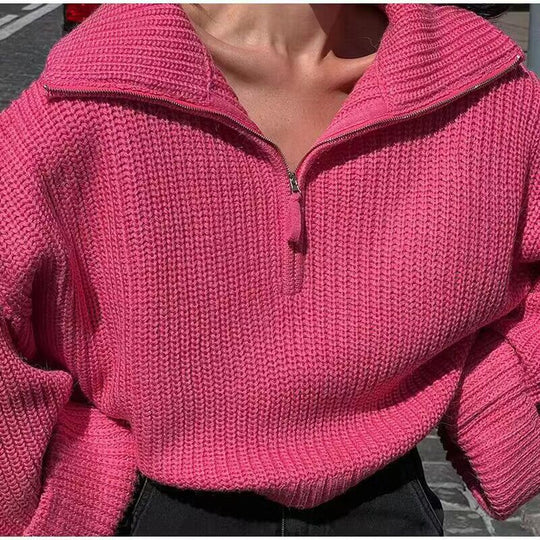 EB | Rippstrick Pullover mit Reißverschluss Weich und Warm Lässige Eleganz
