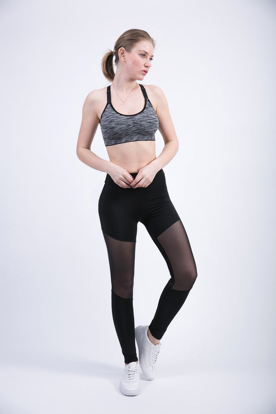 Damen Sportleggings mit atmungsaktiven Mesh-Einsätzen EB