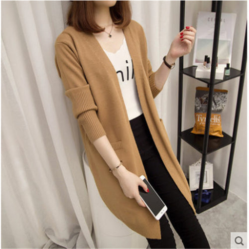 Damen Strickjacke mit offenem Schnitt und praktischen Taschen EB