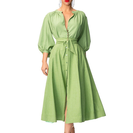 Damen Lockere Bluse mit Rüschenärmel und Knopfleiste EB