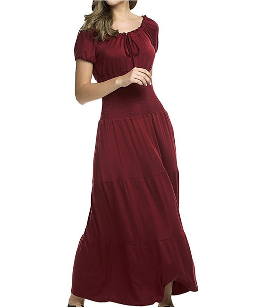 Damen Maxikleid mit verstellbarem Taillenzug und schimmerndem Obermaterial EB