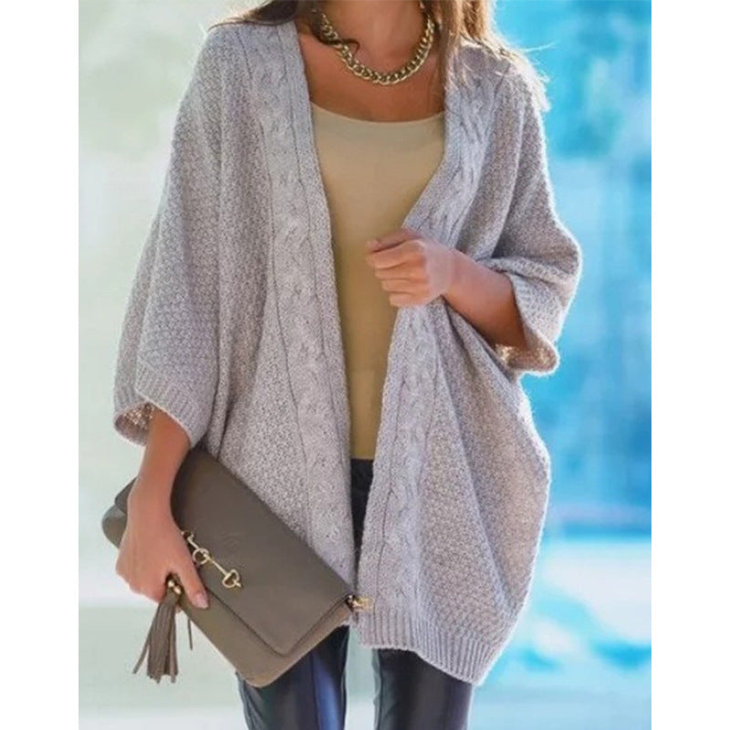 Damen Grobstrick Cardigan mit offener Front und lässigem Schnitt EB