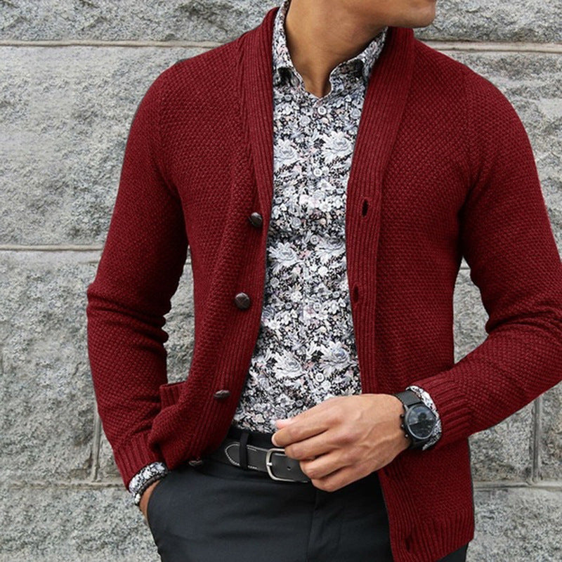 Herren Strickjacke mit strukturiertem Muster und eleganten Knopfdetails EB