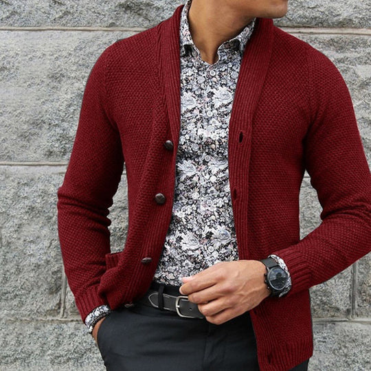 Herren Strickjacke mit strukturiertem Muster und eleganten Knopfdetails EB