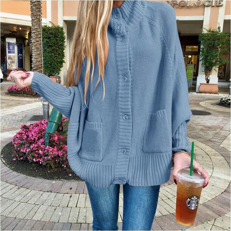 Damen Grobstrickjacke mit praktischen Taschen und modischem Kragen EB