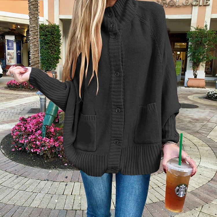 Damen Grobstrickjacke mit praktischen Taschen und modischem Kragen EB