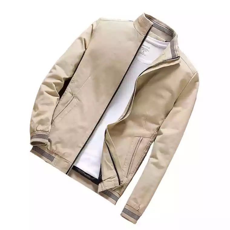 Herren nan casual Bomberjacke mit wärmendem Teddyfutter, Stehkragen und gerippten Bündchen EB