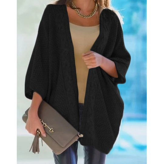Damen Grobstrick Cardigan mit offener Front und lässigem Schnitt EB