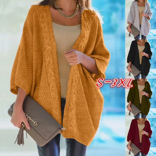 Damen Grobstrick Cardigan mit offener Front und lässigem Schnitt EB