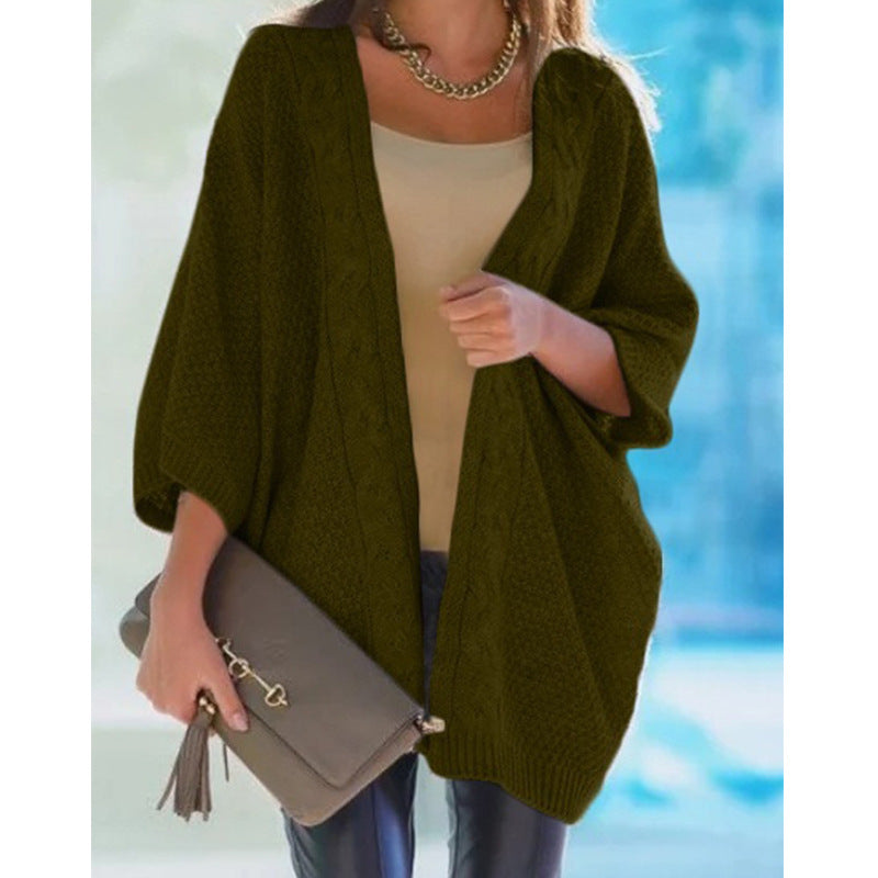 Damen Grobstrick Cardigan mit offener Front und lässigem Schnitt EB