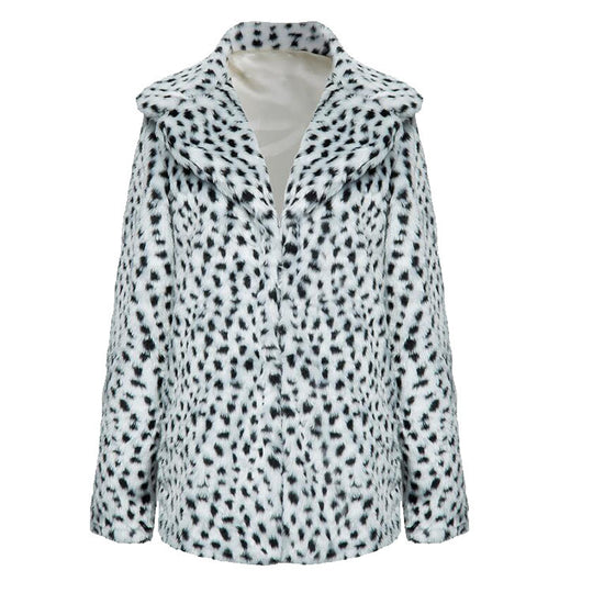 Damen Luxus Kunstpelzjacke im Leopardenmuster EB