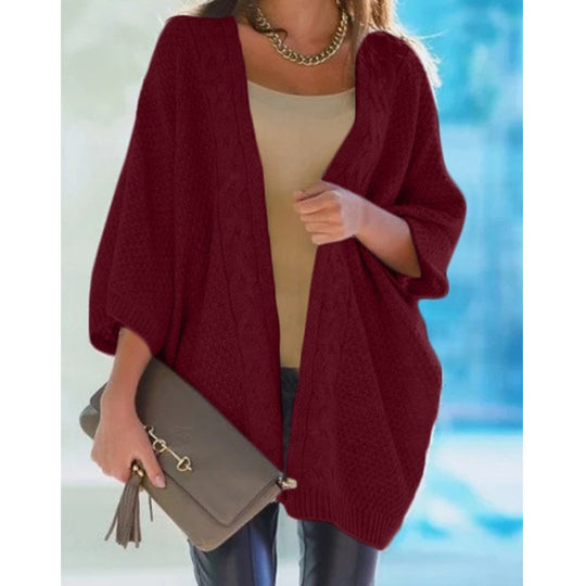 Damen Grobstrick Cardigan mit offener Front und lässigem Schnitt EB