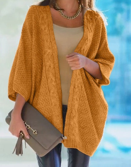 Damen Grobstrick Cardigan mit offener Front und lässigem Schnitt EB