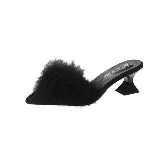 Damen elegante Mules mit glamourösem Flausche-Akzent EB