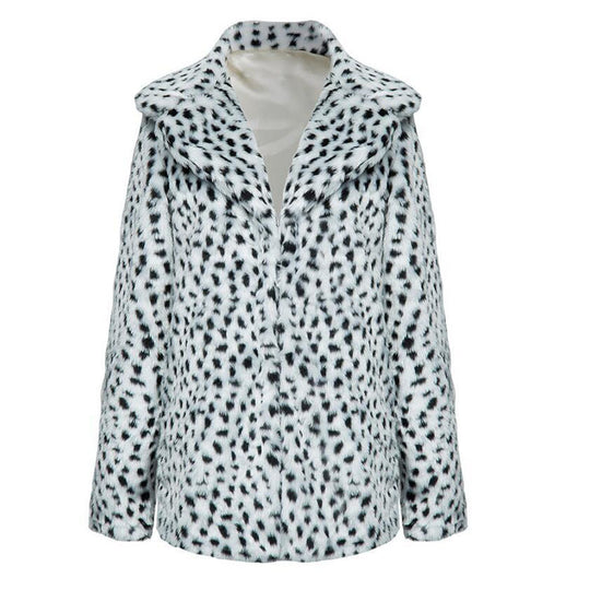 Damen Luxus Kunstpelzjacke im Leopardenmuster EB