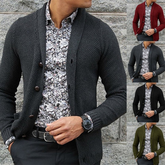 Herren Strickjacke mit strukturiertem Muster und eleganten Knopfdetails EB
