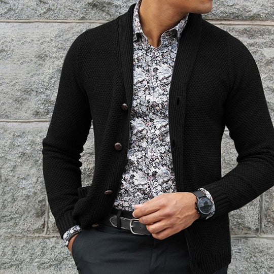 Herren Strickjacke mit strukturiertem Muster und eleganten Knopfdetails EB