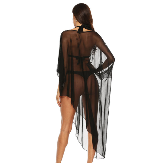 Damen transparenter Strandüberwurf mit fließendem Design EB