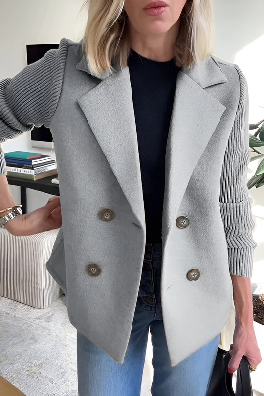 EB | Damen Blazer aus veganer Wolle mit gestrickten Ärmeln