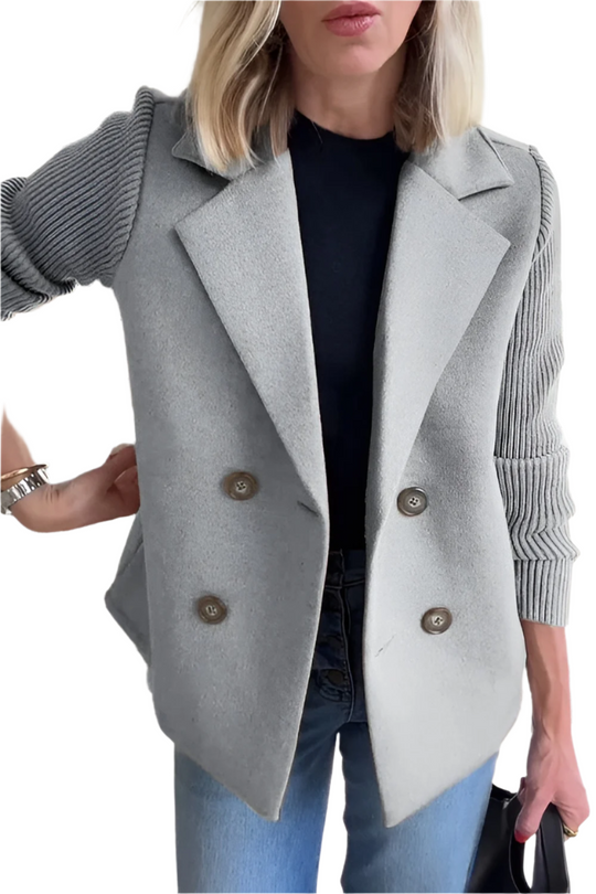 EB | Damen Blazer aus veganer Wolle mit gestrickten Ärmeln