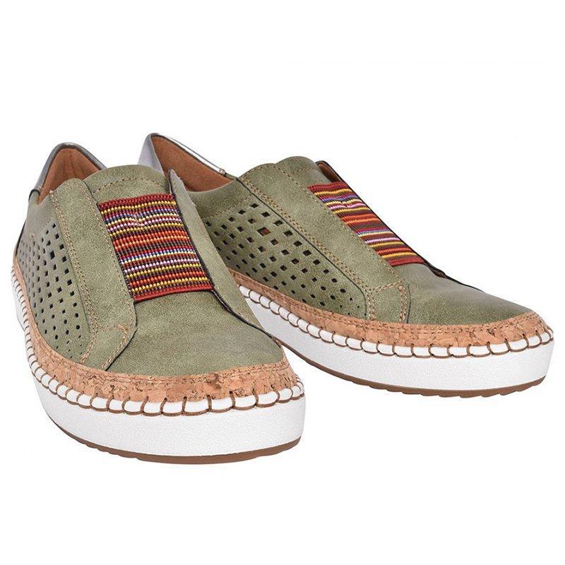 Damen Slip-On Sneaker mit atmungsaktiver Perforation und detailverliebtem Flair EB