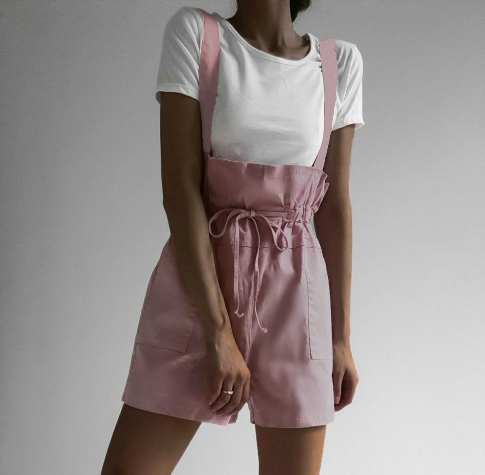 Damen Lässig geschnittene Overall-Shorts mit verstellbaren Trägern EB