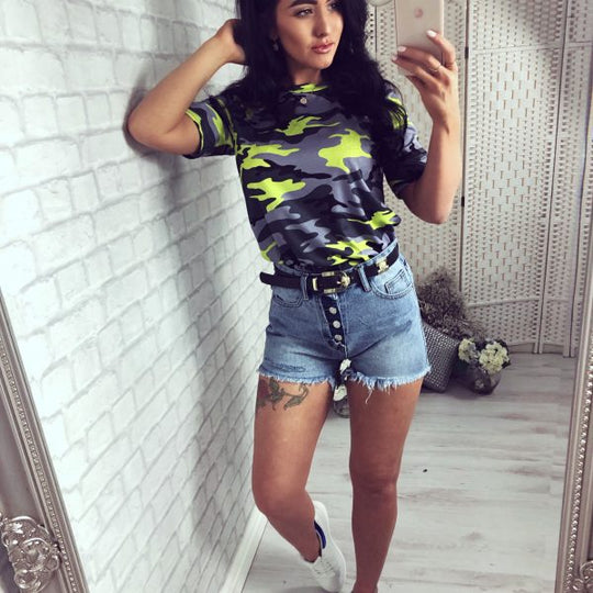 Damen Sportliches Camouflage-T-Shirt EB