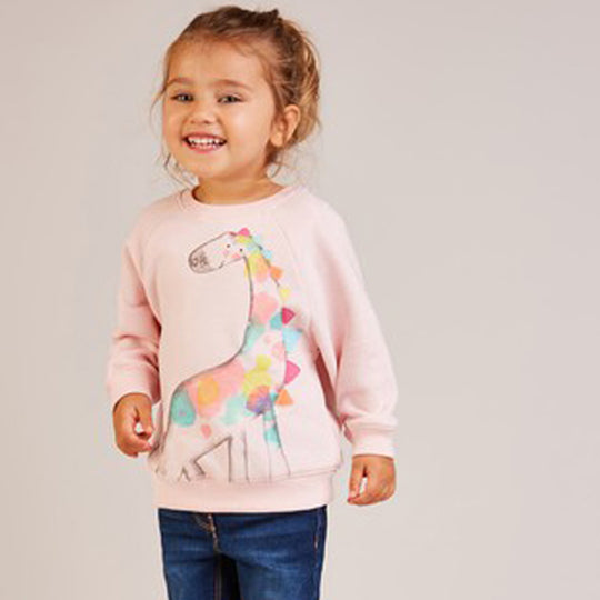 Mädchen Sweatshirt mit kreativem Giraffenmotiv EB