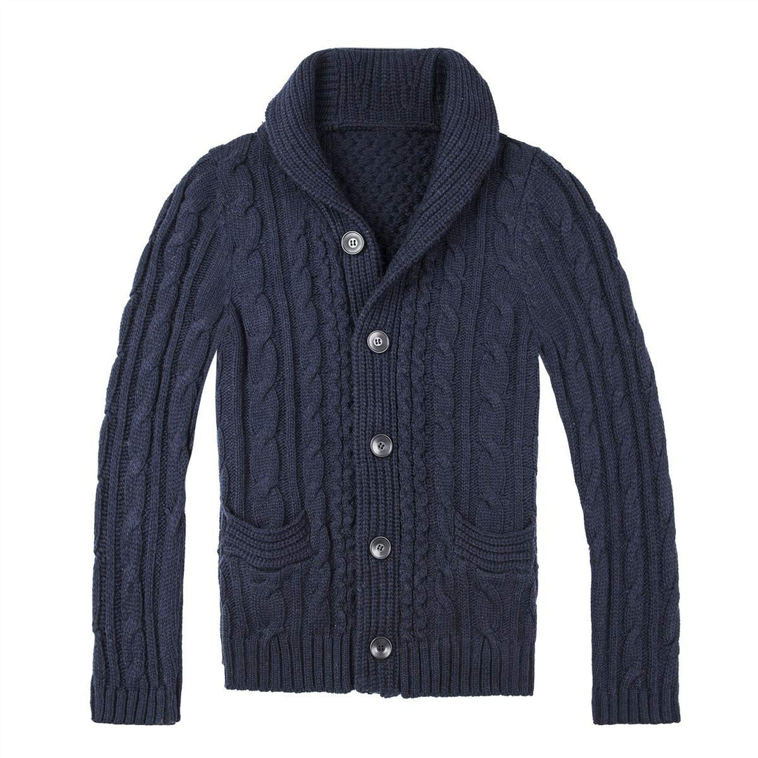 Herren Strickjacke mit klassischem Zopfmuster und praktischen Taschen EB