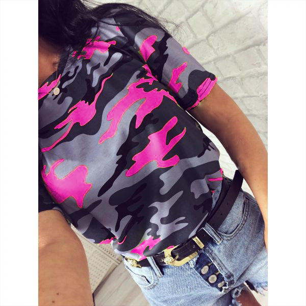 Damen Sportliches Camouflage-T-Shirt EB