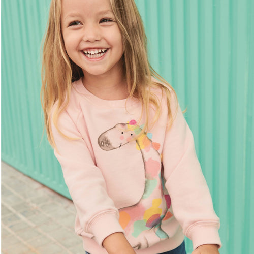 Mädchen Sweatshirt mit kreativem Giraffenmotiv EB