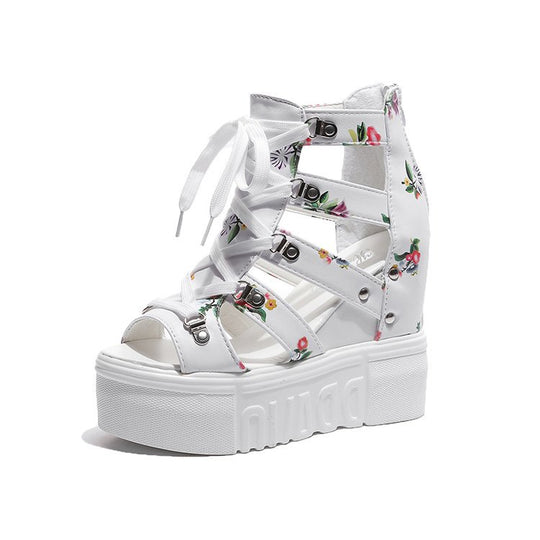 Damen Plateausandalen mit floralem Design EB