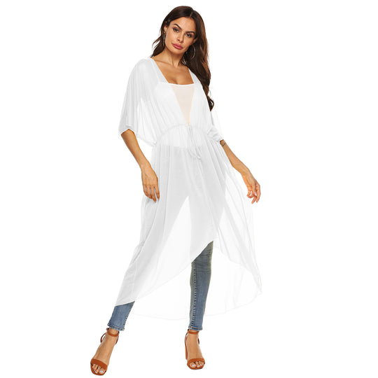 Damen eleganter, transparenter Strandkimono EB